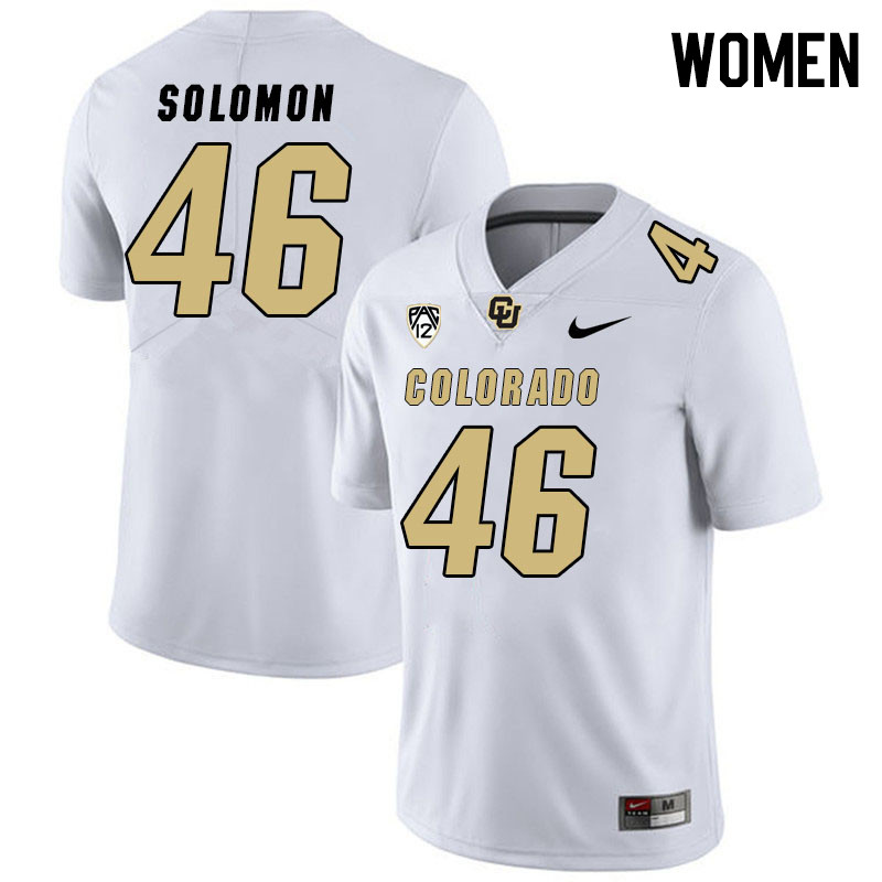 Women #46 Isreal Solomon Colorado Buffaloes College Football Jerseys Stitched Sale-White - Click Image to Close